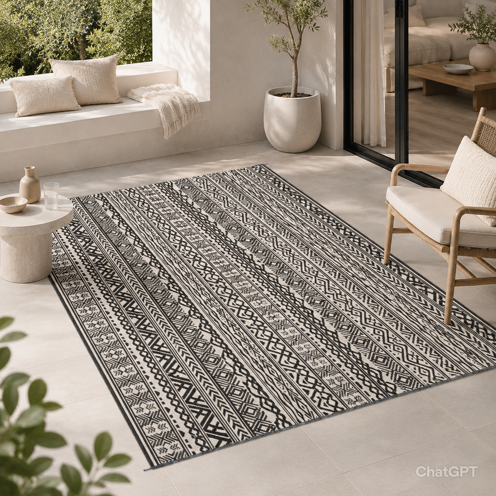 Reversible Outdoor Rug | Boho Gray & Cream