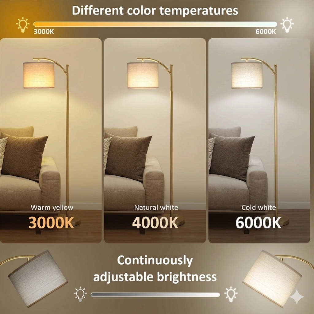 Linen Floor Lamp | Remote Control & Dimmable