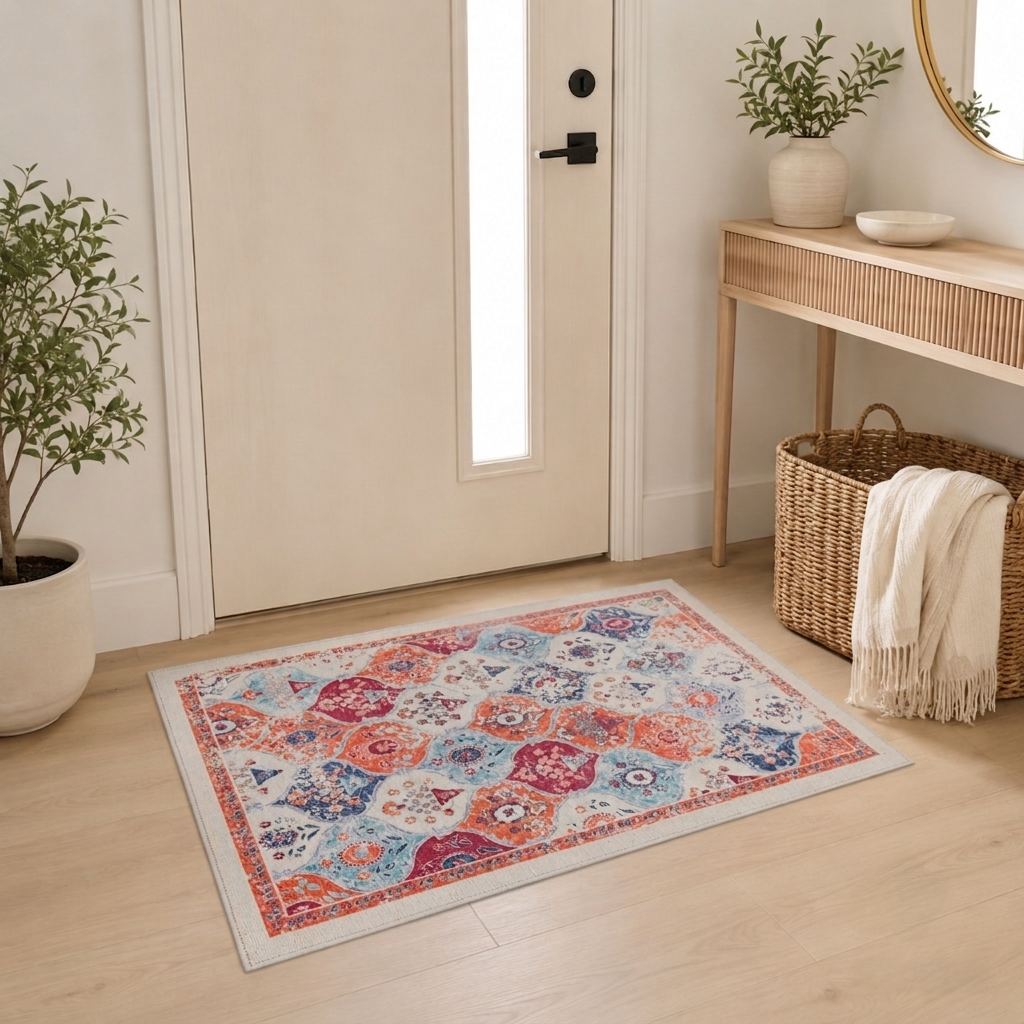 2x3 Cream Area Rug, Washable Area Rugs, Low-Pile, Non-Slip, Non-Shedding, Foldable, Kid&Pet Friendly, Area Rugs For Living Room, Bedroom, Kitchen, Dining Room Rug, Perfect Gifts,  Cream, 2' X 3'