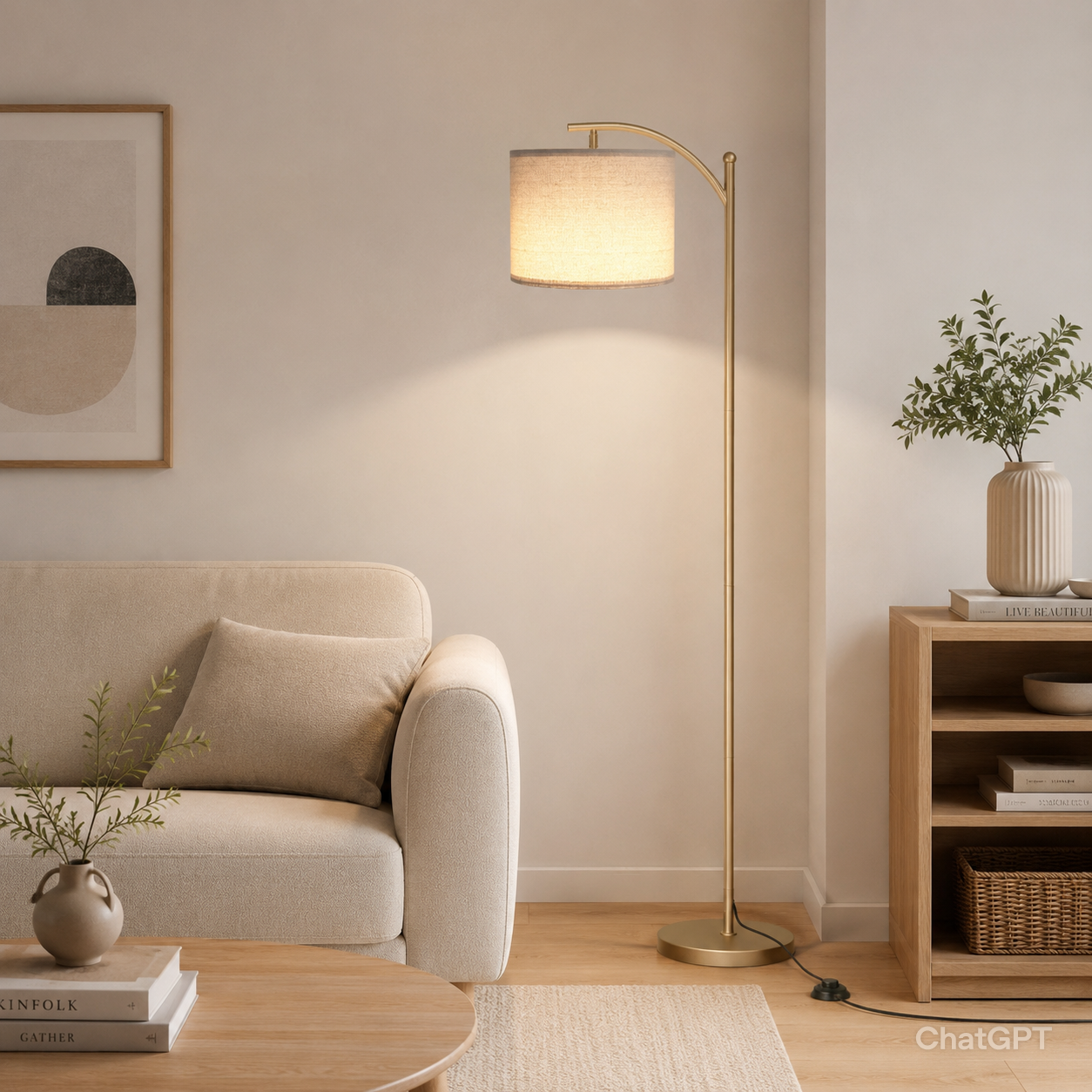 Linen Floor Lamp | Remote Control & Dimmable